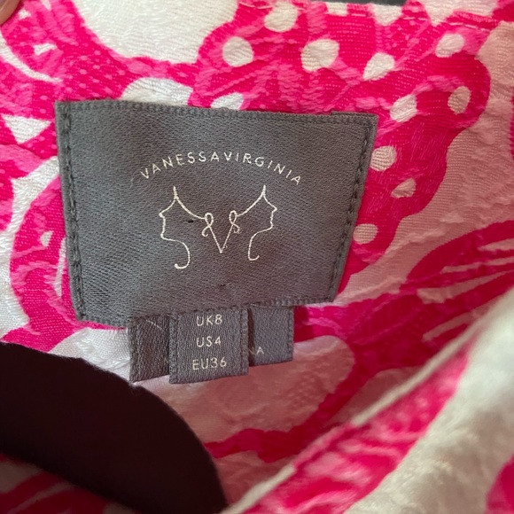 Anthropologie (Vanessa Virginia) pink and white keyhole dress - Picture 3 of 4